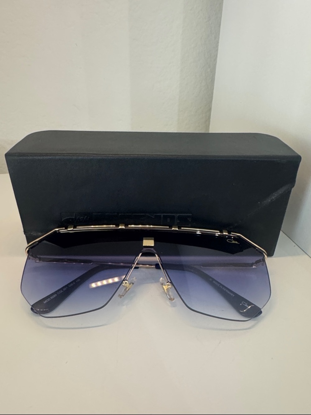 Cazal MOD 9980 Shield Sunglasses Blue Gradient Gold Germany